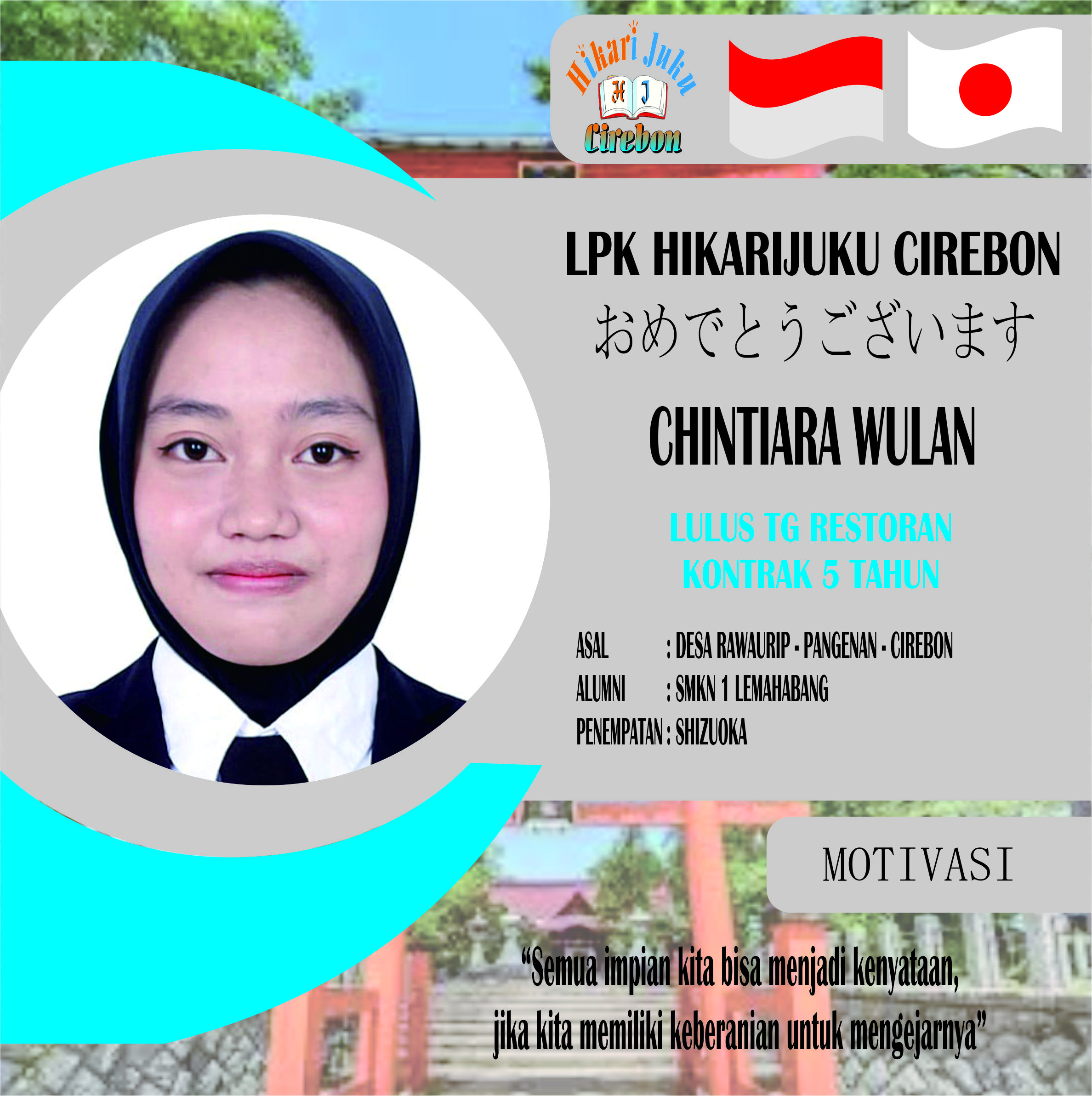 Siswa Tg Restoran LPK Hikarijuku Cirebon Lulus wawancara job