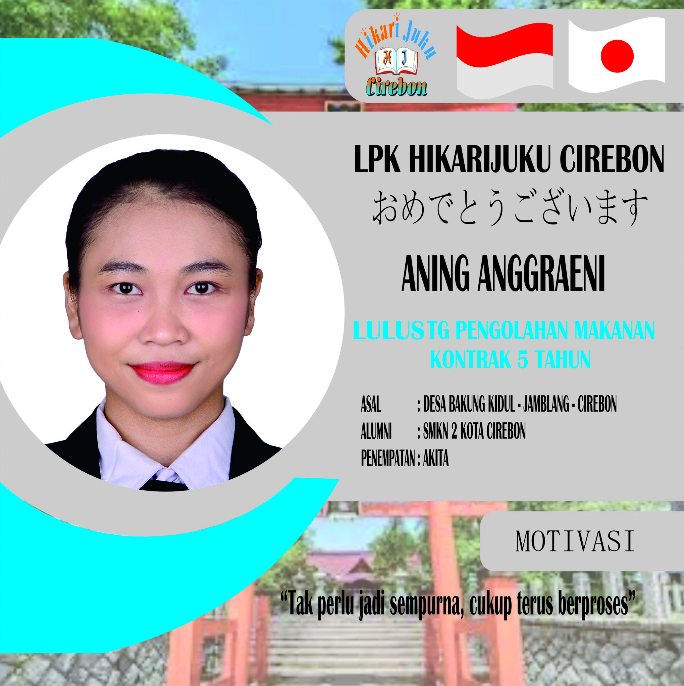 Siswa Tg Pengolahan Makanan LPK Hikarijuku Cirebon Lulus wawancara job