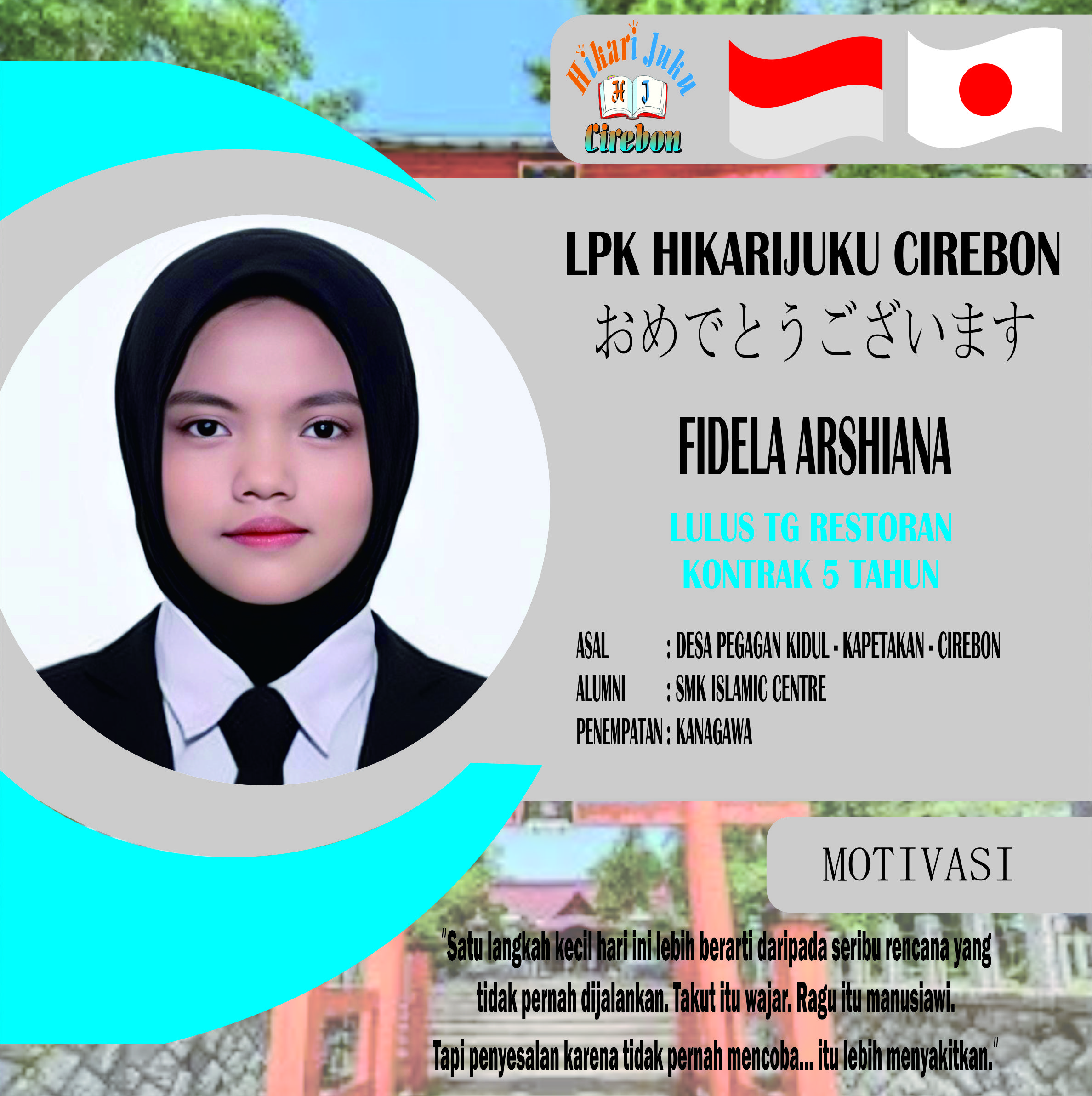 Siswa Tg Restoran LPK Hikarijuku Cirebon Lulus wawancara job