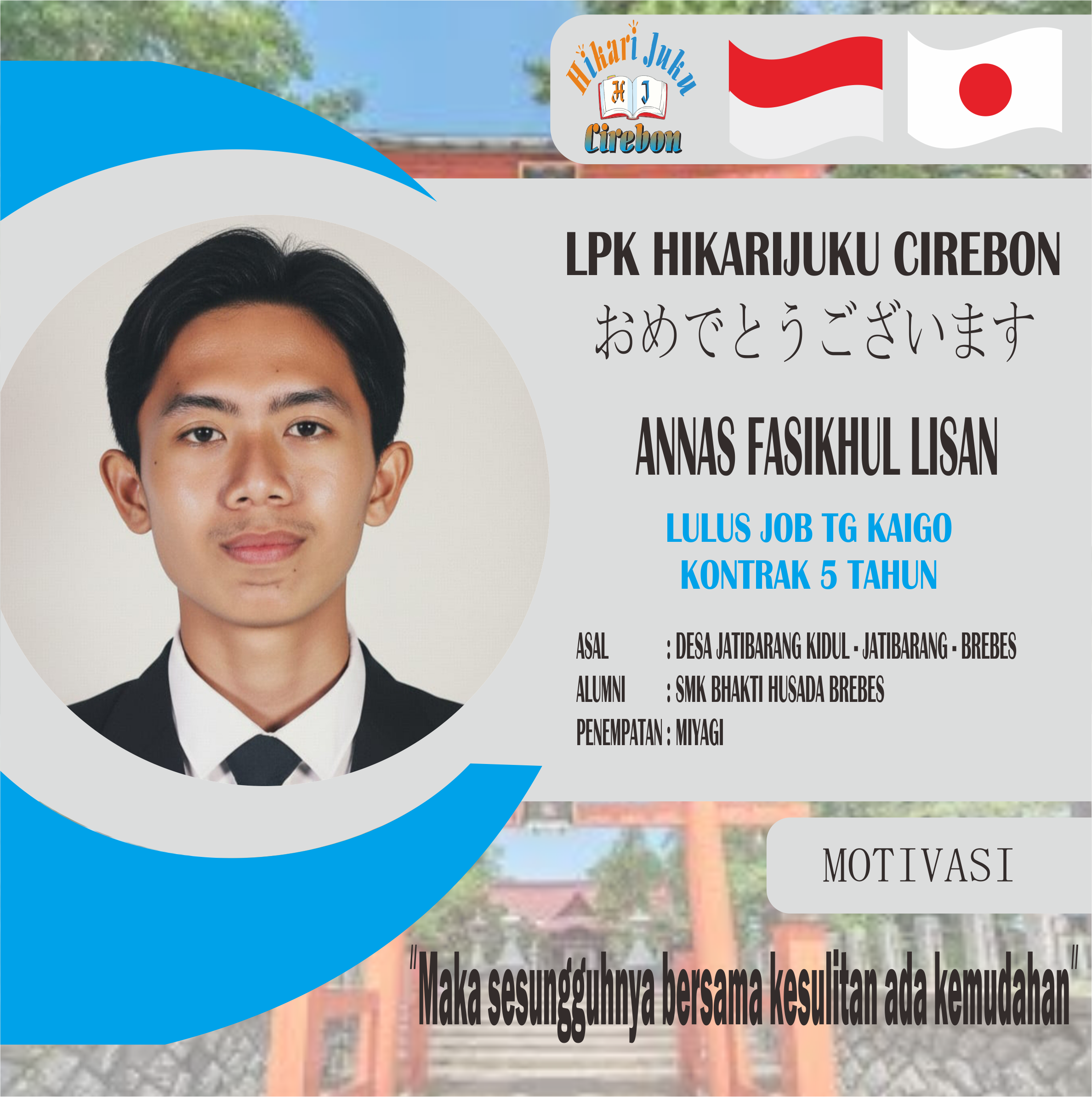 Siswa Tg Kaigo LPK Hikarijuku Cirebon Lulus wawancara job