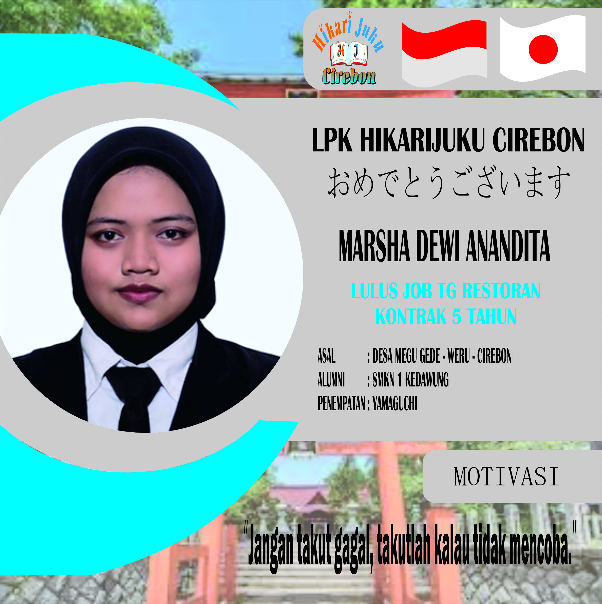 Siswa Tg Restoran LPK Hikarijuku Cirebon Lulus wawancara job
