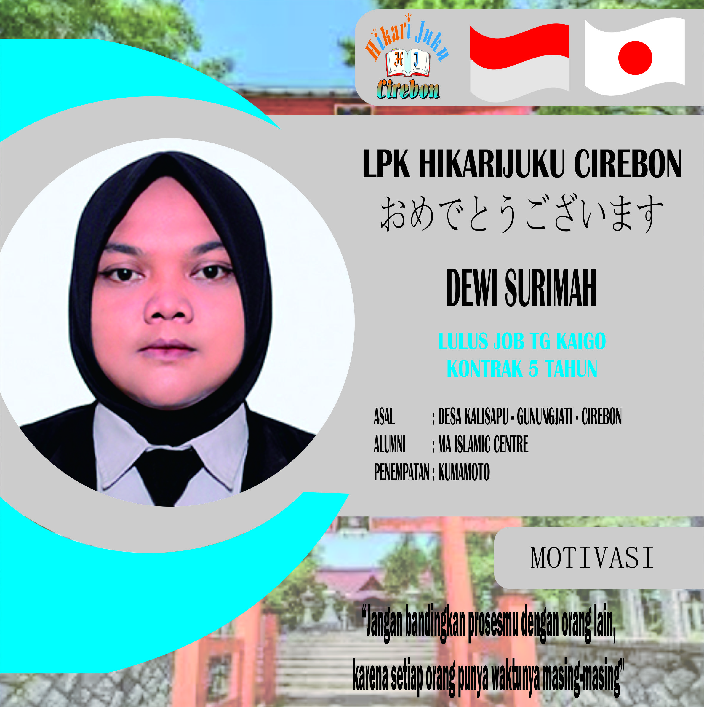 Siswa Tg Kaigo LPK Hikarijuku Cirebon Lulus wawancara job